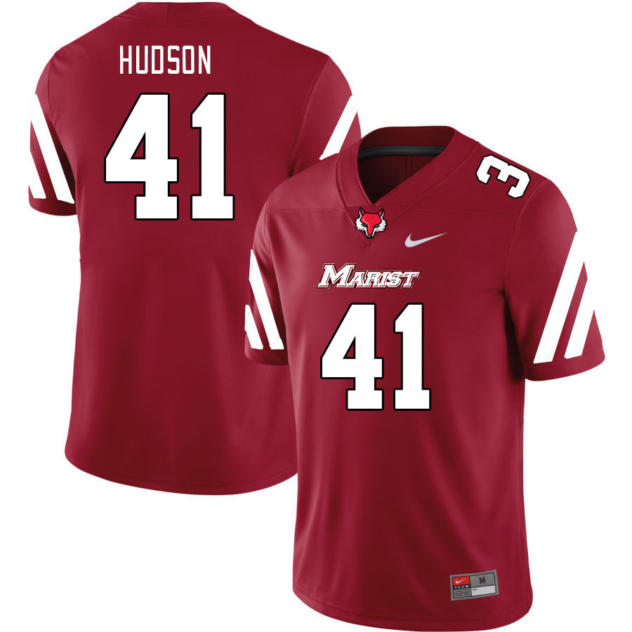 Men-Youth #41 Tyrese Hudson Marist Red Foxes 2023 College Football Jerseys Stitched-Red